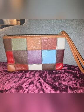KOOBA Multicolor Patchwork Leather Wristlet Clutch